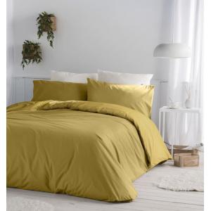 Housse de couette uni en coton 155x220 cm jaune