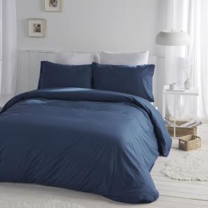 Housse de couette uni en coton 200x200 cm bleu
