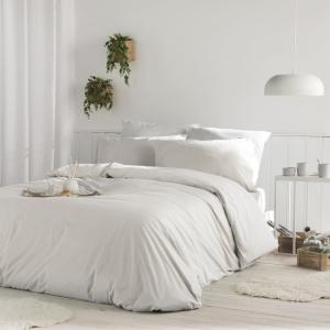Housse de couette uni en coton 240x220 cm beige