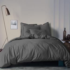 Housse de couette unie en coton Anthracite 140x200cm