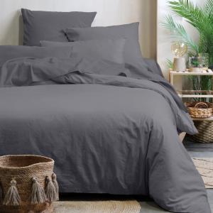 Housse de couette unie en coton bio ardoise 220 x 240