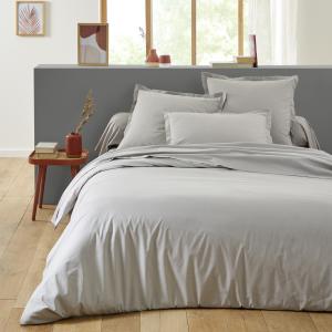 Housse de couette unie en coton gris mastic 140x200