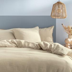 Housse de couette unie en lin Ivoire 260x240cm