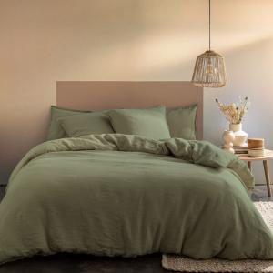 Housse de couette unie en lin Sauge 240x220cm