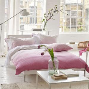 Housse de couette unie en percale de coton rose 140x200cm