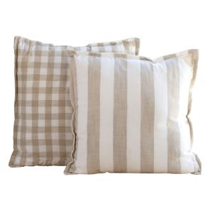 Housse de coussin 100% coton rayures et vichy lourmarin bei…