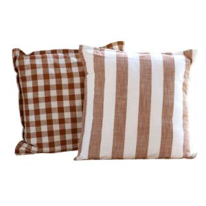 Housse de coussin 100% coton rayures et vichy lourmarin ter…