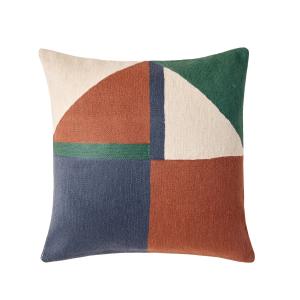Housse de coussin 40x40 cm Ivoire bleu et brique