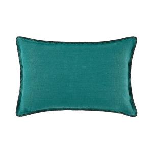 Housse de coussin 40x60 cm Lagon et feston noir  en Lin