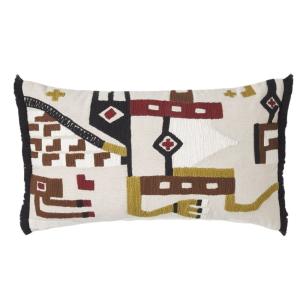 Housse de coussin à  en Broderie de coton twisté Multicolor…