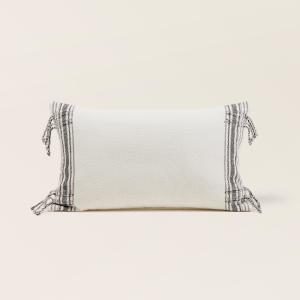 Housse de coussin à  en Coton au tissage rayé Blanc