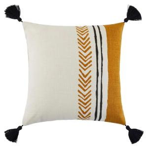 Housse de coussin à  en Coton imprimé graphique et pompons…