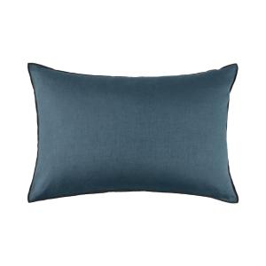 Housse de coussin à  en Lin lavé légèrement froissé Bleu…