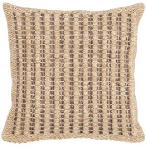 Housse de coussin aspect jute et marron 50x50