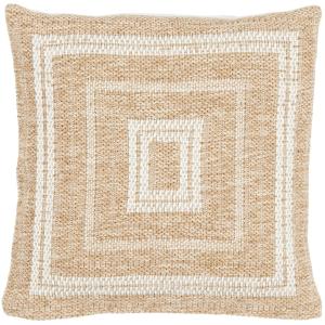 Housse de coussin aspect jute motif carré blanc 50x50