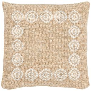 Housse de coussin aspect jute motif rosas blanc 50x50