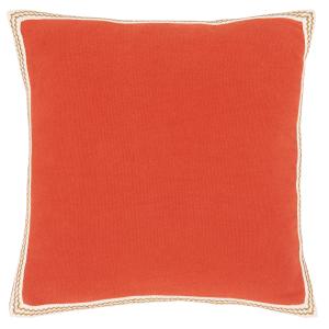 Housse de coussin avec galon décoratif terracotta uni 40x40