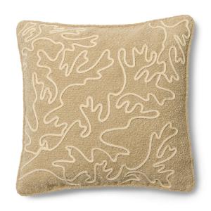 Housse de coussin, beige et blanc, bouclé