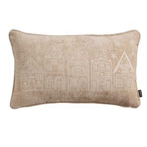 Housse de coussin beige motifs brodés 50x30