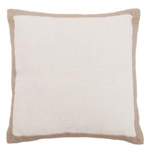 Housse de coussin blanc et beige avec galon 40x40