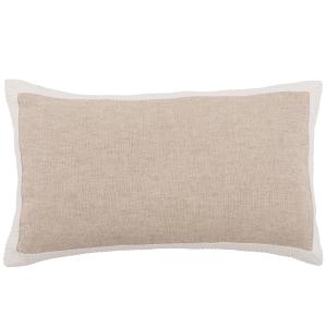 Housse de coussin blanc et beige avec galon 50x30