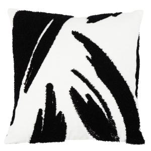 Housse de coussin blanche à motif brodé bouclettes noires 4…