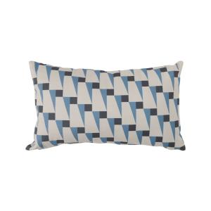 Housse de coussin blanche motif bleu gris 30 x 50 cm