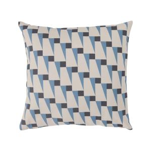Housse de coussin blanche motif bleu gris 45 x 45 cm