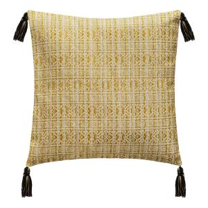 Housse de coussin chenille ocre 40x40cm