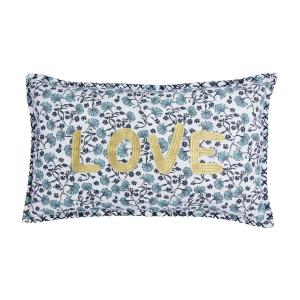 Housse de coussin coton bleu 50x30