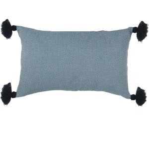 Housse de coussin coton bleu pétrole 50x30