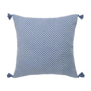 Housse de coussin coton bleu pétrole 50x50