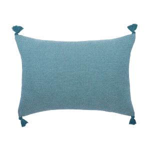 Housse de coussin coton bleu pétrole 60x40