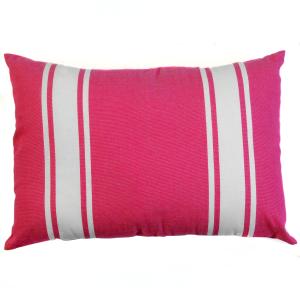 Housse de coussin coton fushia rayures blanches 35 x 50