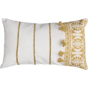 Housse de coussin coton jaune moutarde 50x30