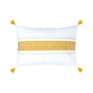 Housse de coussin coton jaune moutarde 60x40