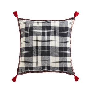 Housse de coussin de noël décoratif en coton gris et rouge…