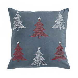 Housse de coussin décoratif de noël en coton gris et rouge…