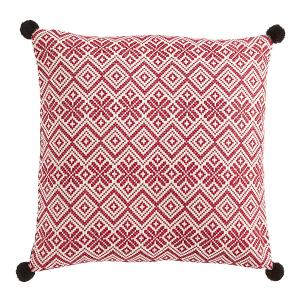 Housse de coussin décoratif en coton rouge et blanc 50x50