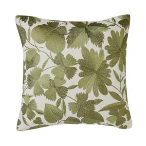 Housse de coussin en 100% coton brodé de fil satiné Vert