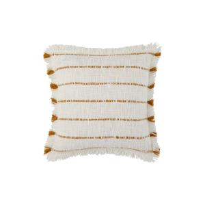 Housse de coussin en Coton à rayures tissées et finition fr…