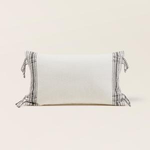 Housse de coussin en Coton au tissage rayé Blanc