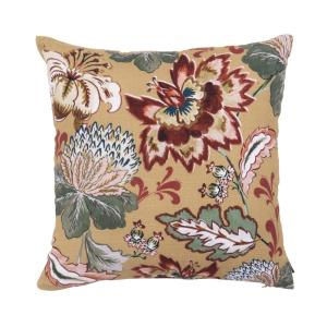 Housse de coussin en coton biologique vert olive motif flor…