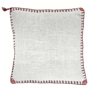 Housse de coussin en coton blanc avec broderie couleur gren…