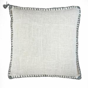 Housse de coussin en coton blanc avec broderies bleues 40x4…