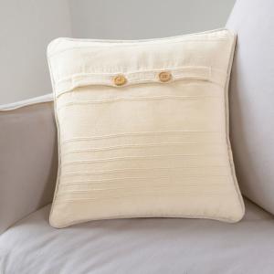 Housse de coussin en coton blanc ivoire 65x65cm