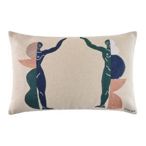 Housse de coussin en Coton brodé en point de chaînette Bleu…