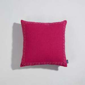 Housse de coussin en coton et bordure fuchsia 40x40