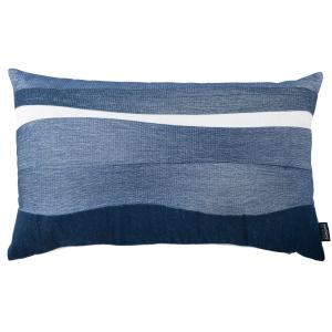 Housse de coussin en coton et lin blanc et bleu motif brodé…
