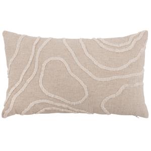 Housse de coussin en coton et lin mélangés à motif brodé cr…